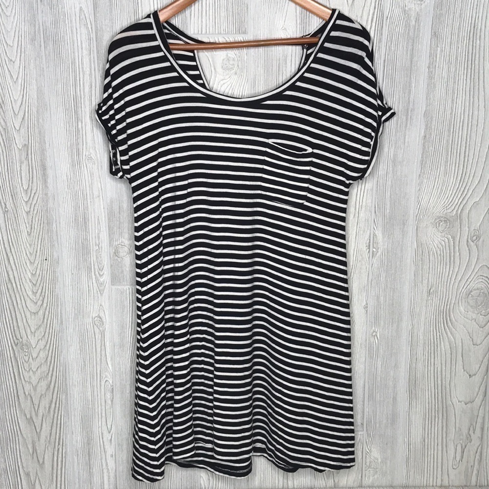 American Eagle Black/White Striped Tshirt Dress